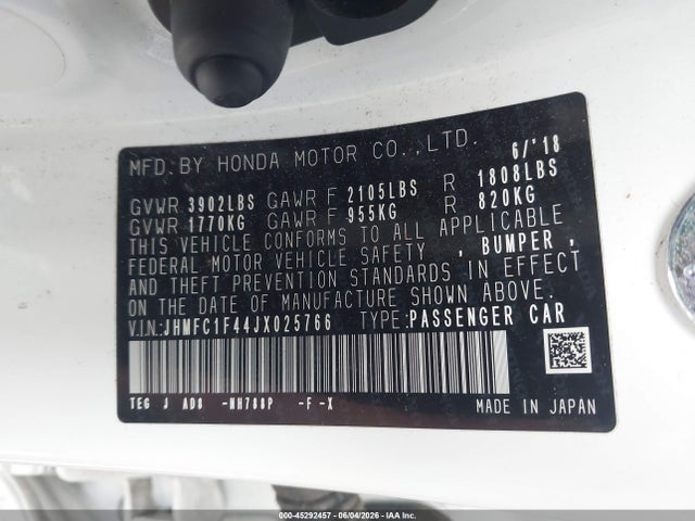 Honda Civic Ex-t 2018 JHMFC1F44JX025766 Image 9