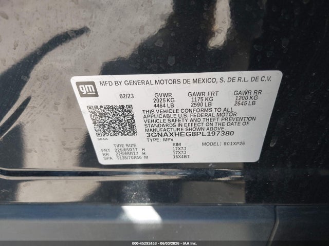 3GNAXHEG8PL197380 Chevrolet Equinox Fwd Ls