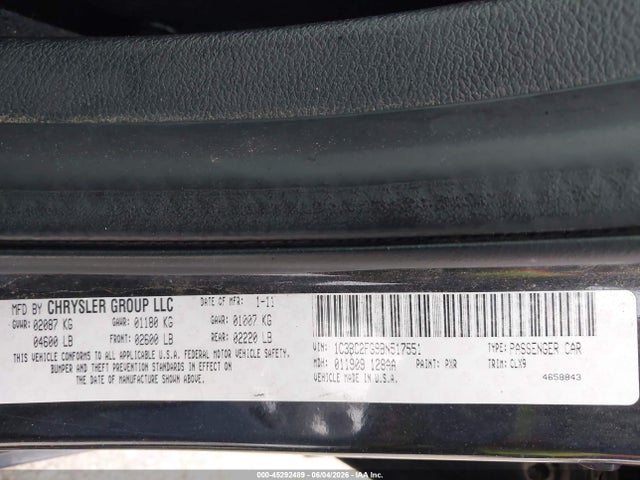 Продаж на аукціоні авто 2011 Chrysler 200 Limited, vin: 1C3BC2FG9BN517551, номер лоту: 45292489