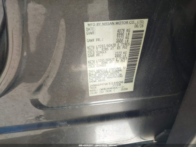 Aukcja sprzedaży 2016 Nissan Titan Xd Sl Diesel, vin: 1N6BA1F47GN514606, numer aukcji: 45292521