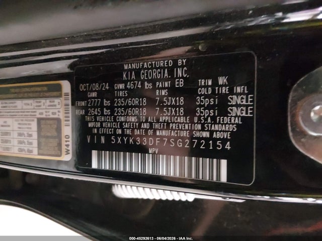 Aukcja sprzedaży 2025 Kia Sportage Ex, vin: 5XYK33DF7SG272154, numer aukcji: 45292613