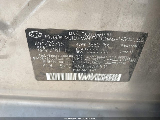 5NPDH4AE8GH750531 Hyundai ELANTRA SE