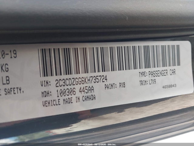 Продаж на аукціоні авто 2019 Dodge Challenger Sxt Awd, vin: 2C3CDZGG6KH735724, номер лоту: 45292645