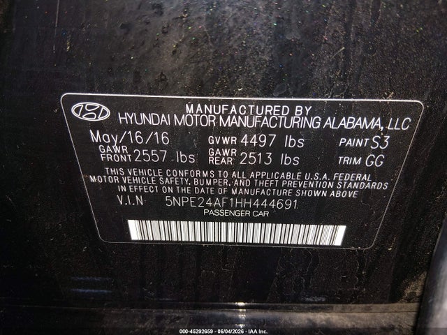 Hyundai Sonata 2017 5NPE24AF1HH444691 Image 9