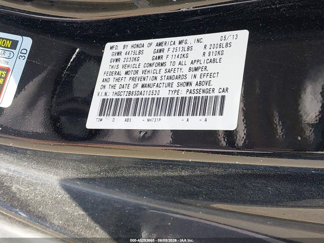 Aukcja sprzedaży 2013 Honda Accord Ex-l V-6, vin: 1HGCT2B85DA010530, numer aukcji: 45292665