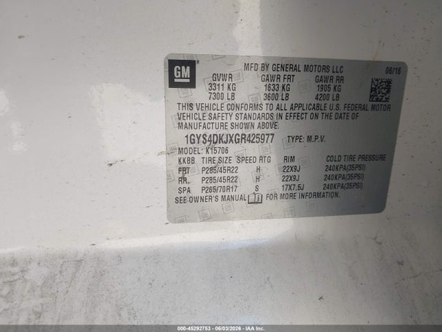 Продажа на аукционе авто 2016 Cadillac Escalade Platinum, vin: 1GYS4DKJXGR425977, номер лота: 45292753