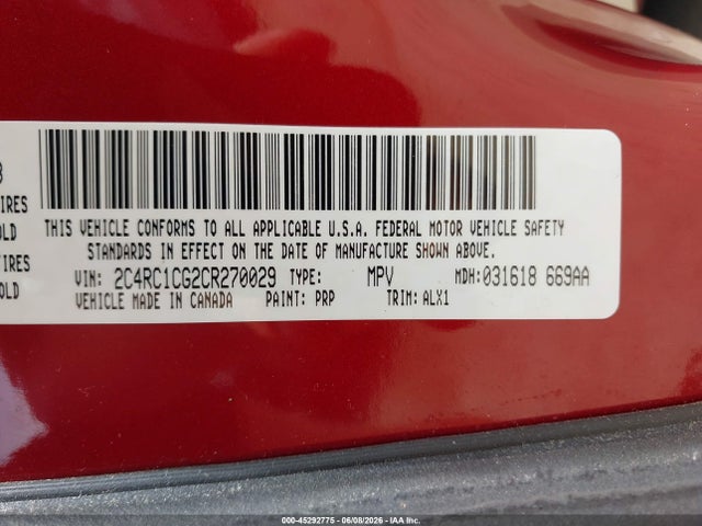Auction sale of the 2012 Chrysler Town & Country Touring-l, vin: 2C4RC1CG2CR270029, lot number: 45292775