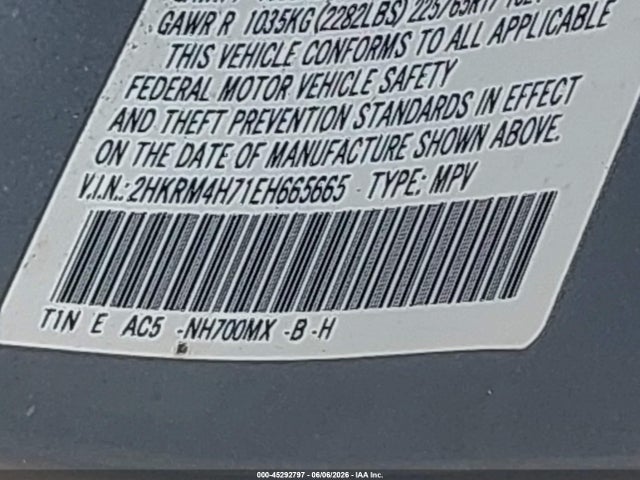 Aukcja sprzedaży 2014 Honda Cr-v Ex-l, vin: 2HKRM4H71EH665665, numer aukcji: 45292797