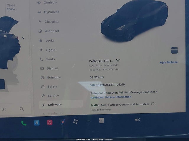 Aukcja sprzedaży 2024 Tesla Model Y Long Range Dual Motor All-wheel Drive, vin: 7SAYGAEE1RF105219, numer aukcji: 45292849
