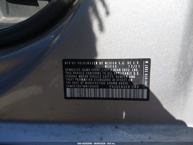 Продажа на аукционе авто 2021 Volkswagen Jetta 1.4t R-line/1.4t S/1.4t Se, vin: 3VWC57BU7MM100006, номер лота: 45292890