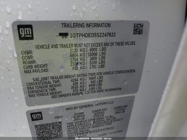 Продажа на аукционе авто 2025 Gmc Sierra 1500 2wd  Short Box Slt, vin: 1GTPHDED5SZ247622, номер лота: 45292906