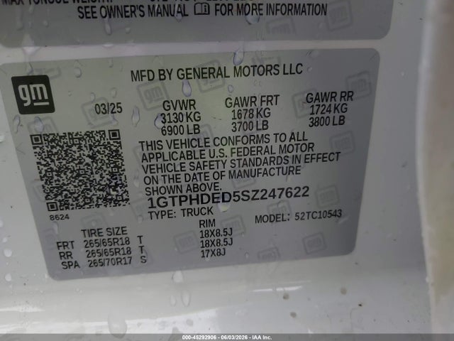 Продажа на аукционе авто 2025 Gmc Sierra 1500 2wd  Short Box Slt, vin: 1GTPHDED5SZ247622, номер лота: 45292906