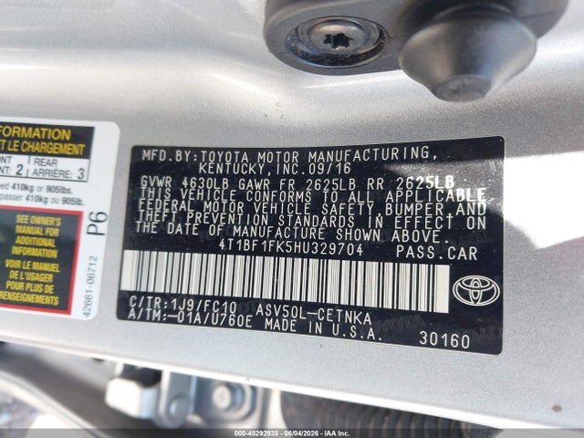 4T1BF1FK5HU329704 Toyota CAMRY LE