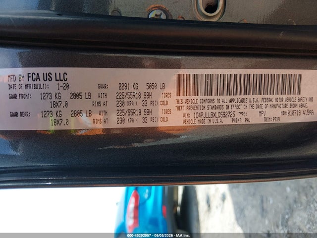 Продаж на аукціоні авто 2020 Jeep Cherokee Altitude Fwd, vin: 1C4PJLLBXLD592725, номер лоту: 45292957