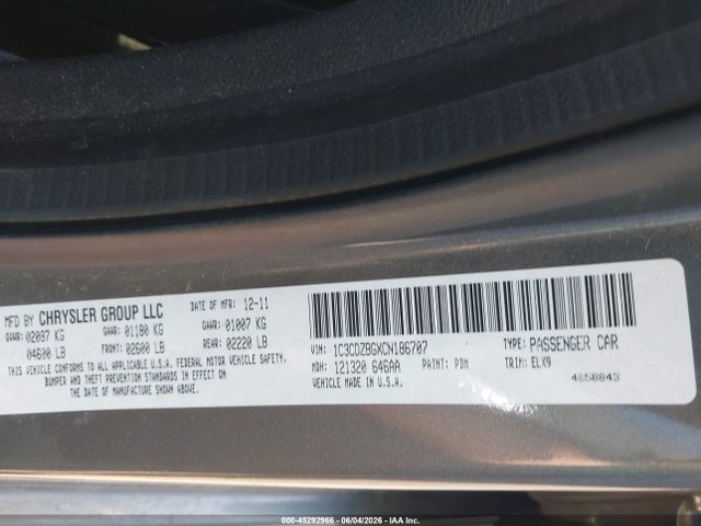 Aukcja sprzedaży 2012 Dodge Avenger R/t, vin: 1C3CDZBGXCN186707, numer aukcji: 45292966