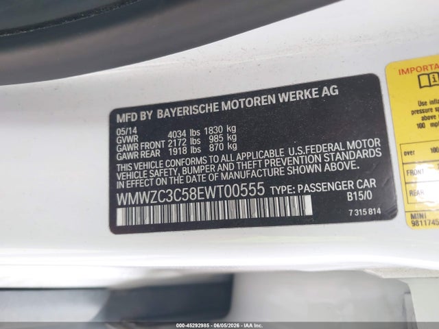 Aukcja sprzedaży 2014 Mini Countryman Cooper S, vin: WMWZC3C58EWT00555, numer aukcji: 45292985