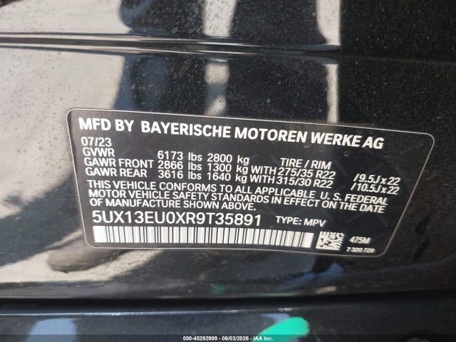 Aukcja sprzedaży 2024 Bmw X5 Sdrive40i, vin: 5UX13EU0XR9T35891, numer aukcji: 45292999