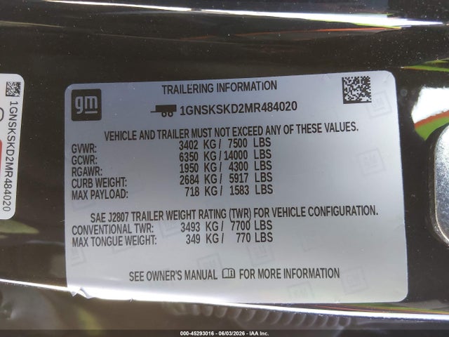Chevrolet Tahoe 4wd Premier 2021 1GNSKSKD2MR484020 Image 9