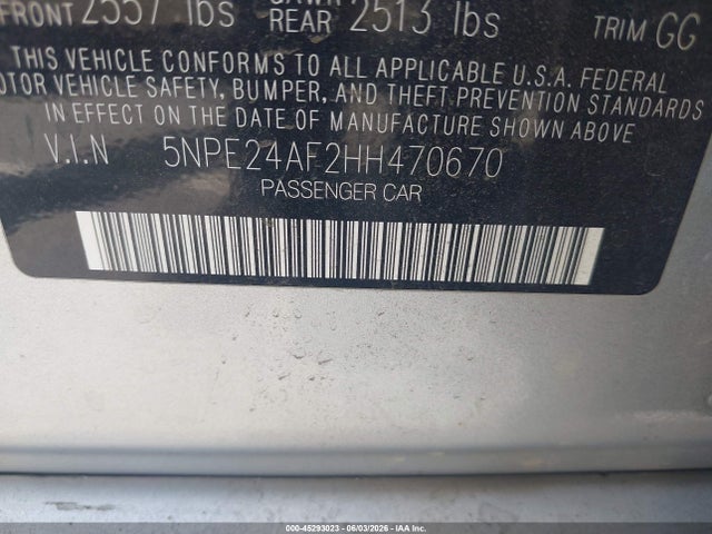 Продаж на аукціоні авто 2017 Hyundai Sonata, vin: 5NPE24AF2HH470670, номер лоту: 45293023