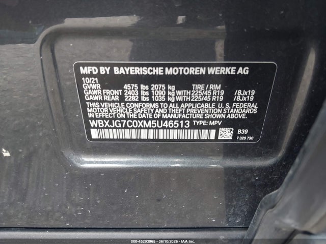 Продаж на аукціоні авто 2021 Bmw X1 Sdrive28i, vin: WBXJG7C0XM5U46513, номер лоту: 45293065