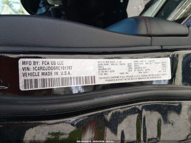 Aukcja sprzedaży 2024 Dodge Durango Gt Plus Awd, vin: 1C4RDJDG6RC191797, numer aukcji: 45293076