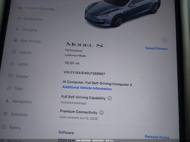 Tesla Model S Performance Dual Motor All-wheel Drive 2020 5YJSA1E40LF368997 Image 7