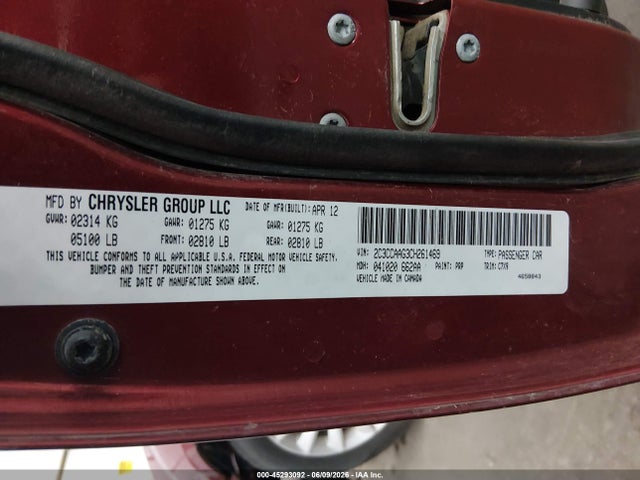 Продаж на аукціоні авто 2012 Chrysler 300, vin: 2C3CCAAG3CH261469, номер лоту: 45293092