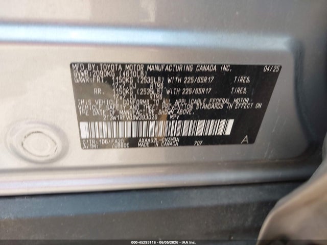 Aukcja sprzedaży 2025 Toyota Rav4 Xle, vin: 2T3W1RFV0SW393026, numer aukcji: 45293116