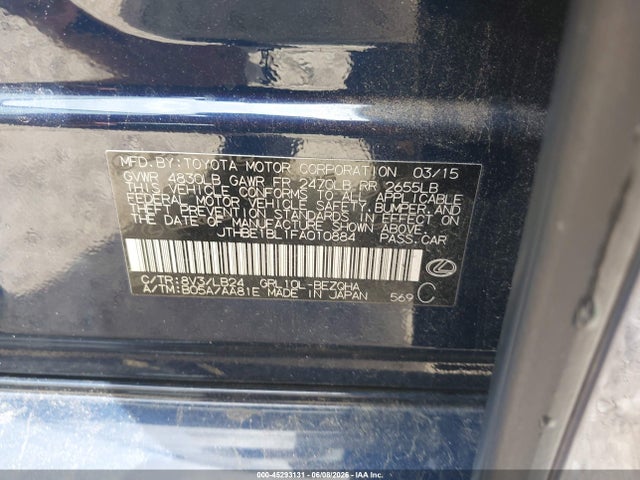 Aukcja sprzedaży 2015 Lexus Gs 350, vin: JTHBE1BL1FA010884, numer aukcji: 45293131