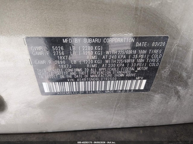 Subaru Outback Limited Xt 2020 4S4BTGND8L3192500 Image 9
