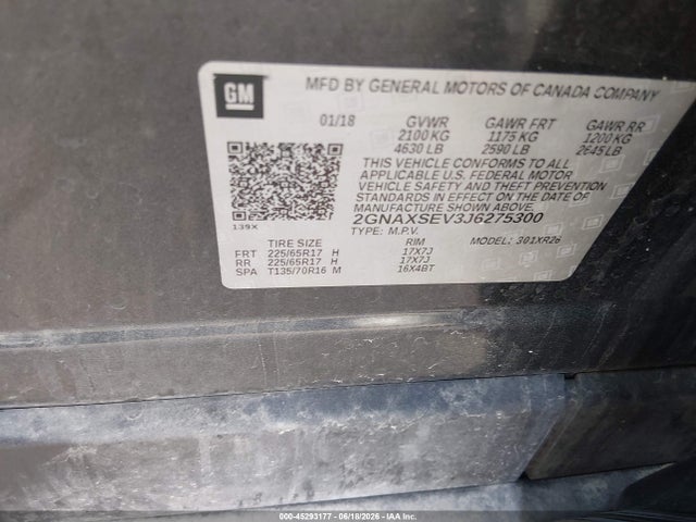 Chevrolet EQUINOX LT 2018 2GNAXSEV3J6275300 Image 9