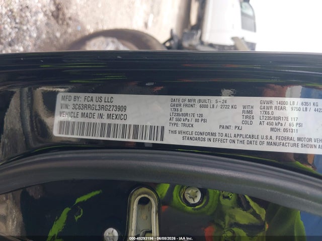 Продажа на аукционе авто 2024 Ram 3500 Tradesman  4x4 8' Box, vin: 3C63RRGL3RG273909, номер лота: 45293196