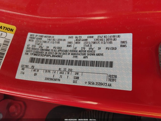 Aukcja sprzedaży 2023 Ford Bronco Big Bend, vin: 1FMEE5DP9PLB64962, numer aukcji: 45293250