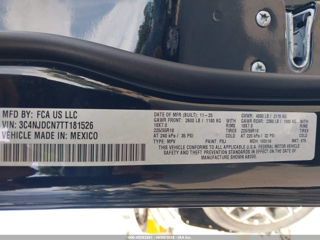 Aukcja sprzedaży 2026 Jeep Compass Limited, vin: 3C4NJDCN7TT181526, numer aukcji: 45293261