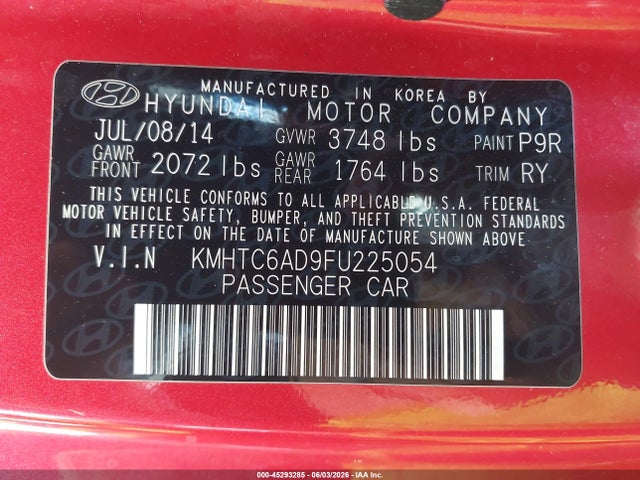 Продаж на аукціоні авто 2015 Hyundai Veloster, vin: KMHTC6AD9FU225054, номер лоту: 45293285