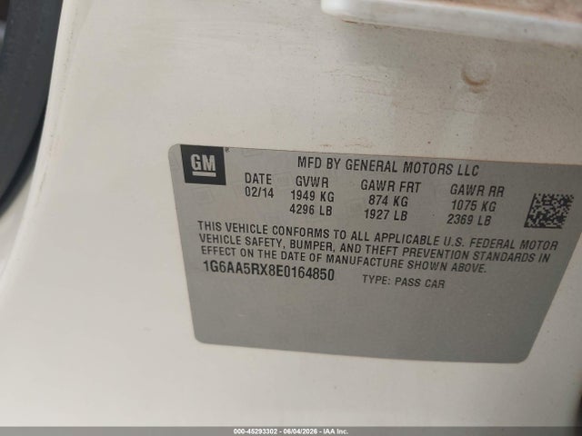 Продажа на аукционе авто 2014 Cadillac Ats Standard, vin: 1G6AA5RX8E0164850, номер лота: 45293302