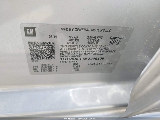 GMC SIERRA 1500 2019 1GTR8AEF5KZ396105 Image 9