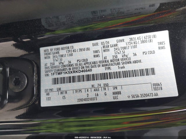 Ford F-150 Xl 2024 1FTMF1K5XRKD46640 Image 9