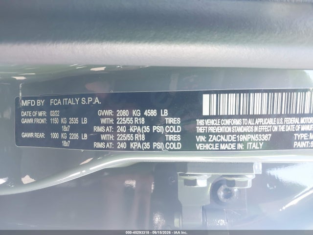 ZACNJDE19NPN53367 Jeep Renegade Altitude 4x4