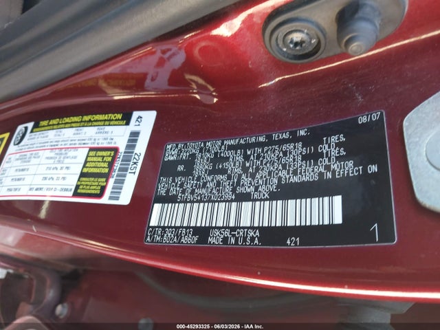 Продаж на аукціоні авто 2007 Toyota Tundra Sr5 5.7l V8, vin: 5TFBV54137X023994, номер лоту: 45293325