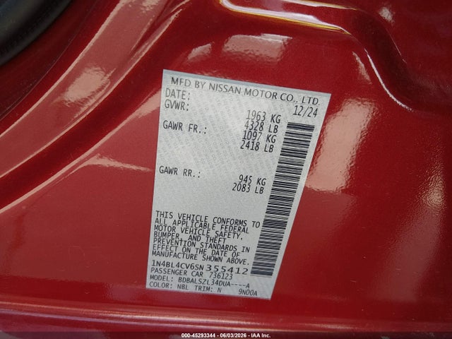 1N4BL4CV6SN355412 Nissan Altima Sr Fwd