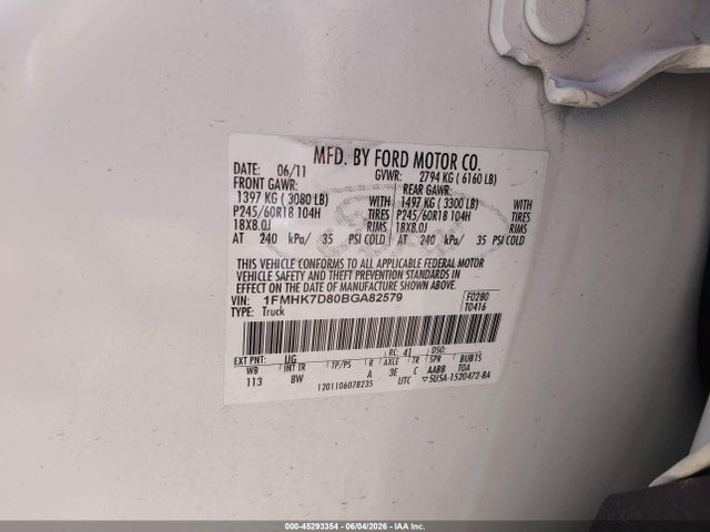 2011 Ford Explorer Xlt მანქანა იყიდება აუქციონზე, vin: 1FMHK7D80BGA82579, აუქციონის ნომერი: 45293354