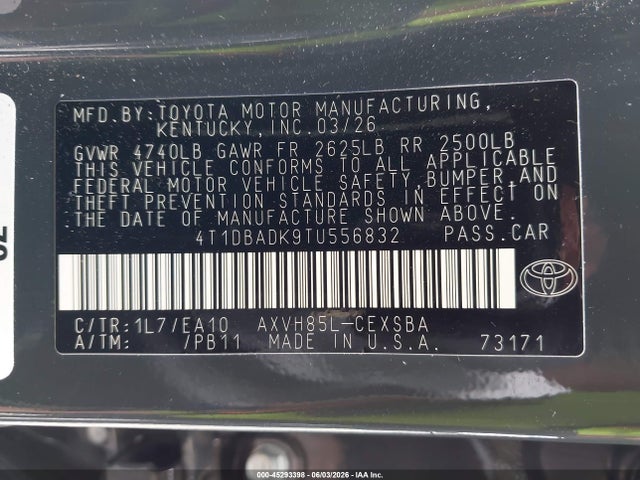 Toyota CAMRY SE 2026 4T1DBADK9TU556832 Image 9