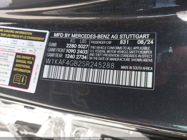 W1KAF4GB2SR245288 Mercedes-Benz C 300