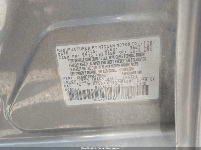 Nissan SENTRA S 2015 3N1AB7AP5FY353547 Image 9