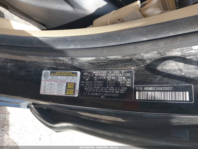 Aukcja sprzedaży 2016 Kia Sedona Lx, vin: KNDMB5C14G6209357, numer aukcji: 45293454