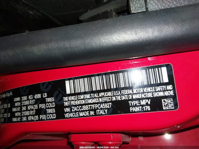 Aukcja sprzedaży 2015 Jeep Renegade Latitude, vin: ZACCJBBT7FPC45927, numer aukcji: 45293455