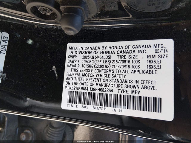 Продажа на аукционе авто 2014 Honda Cr-v Lx, vin: 2HKRM4H38EH682864, номер лота: 45293495