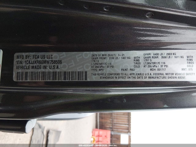 Продажа на аукционе авто 2021 Jeep Wrangler 4xe Unlimited Rubicon 4x4, vin: 1C4JJXR60MW758506, номер лота: 45293497