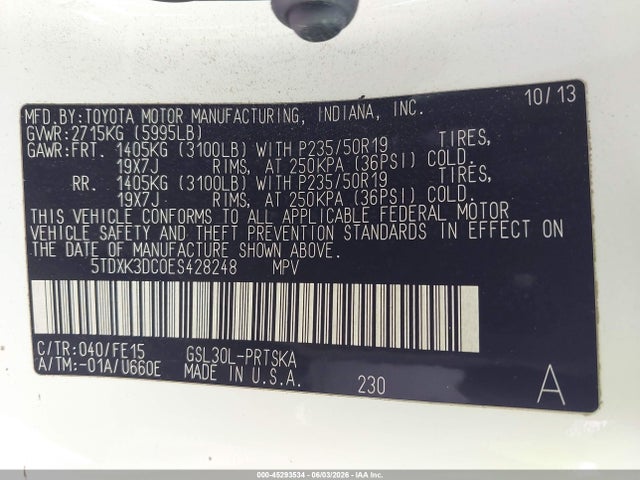 Toyota Sienna Se 8 Passenger 2014 5TDXK3DC0ES428248 Image 9